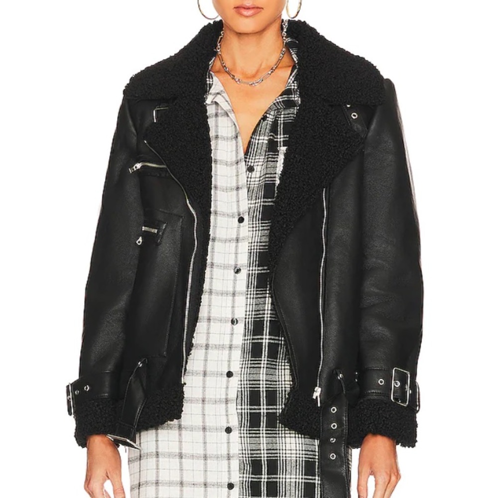 Steve Madden Quinn Vegan Leather Jacket in black